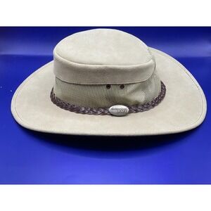 NWOT Christopher Jozy Mens Summer Breeze Australian Hat Leather Sz M Beige Suede